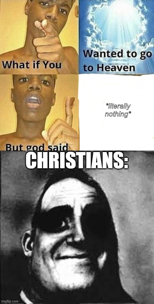 dey be disappointed | *literally nothing*; CHRISTIANS: | image tagged in what if you wanted to go to heaven,christian,heaven | made w/ Imgflip meme maker