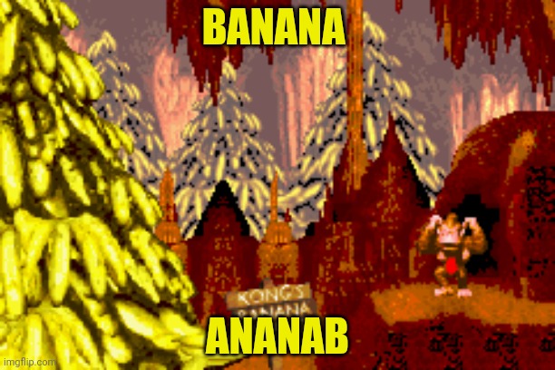 Stop it. Get some help | BANANA; ANANAB | image tagged in kong's banana hoard,stop it get some help,banana,this is not okie dokie | made w/ Imgflip meme maker