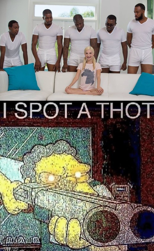 Thot spot | image tagged in 1 girl 5 men,i spot a thot | made w/ Imgflip meme maker