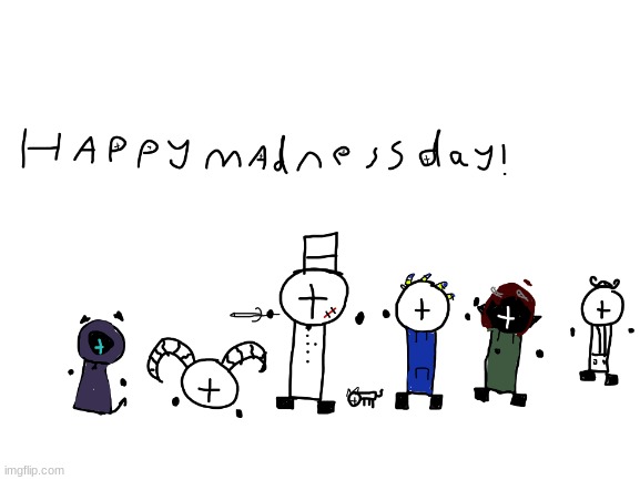 happy madness day so i made my frens's oc's into mc charaters! [mondu was made by me he just needed more screentime] | image tagged in sammy,memes,funny,madness combat,madness day,the gang | made w/ Imgflip meme maker