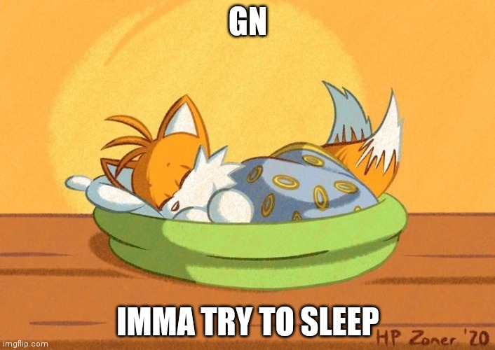 I might even genderbend myself | GN; IMMA TRY TO SLEEP | image tagged in tails | made w/ Imgflip meme maker