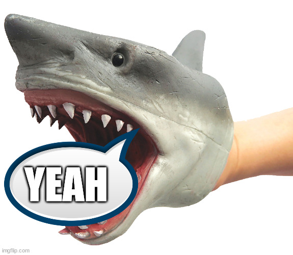 Shark Puppet | YEAH | image tagged in shark puppet | made w/ Imgflip meme maker