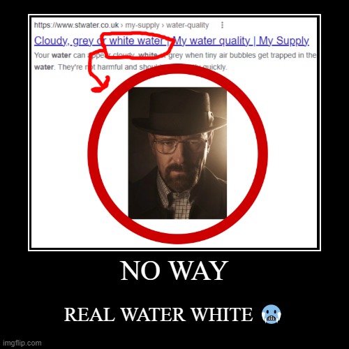 yes | NO WAY | REAL WATER WHITE ? | image tagged in memes | made w/ Imgflip demotivational maker