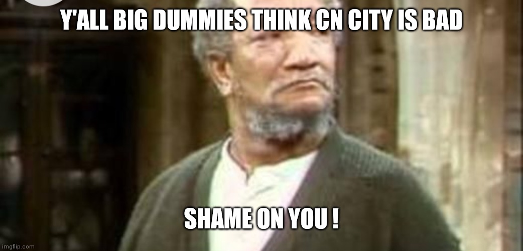 Why do some people think this though | Y'ALL BIG DUMMIES THINK CN CITY IS BAD; SHAME ON YOU ! | image tagged in funny memes | made w/ Imgflip meme maker