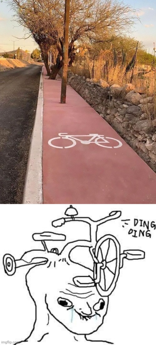 Such pain, lol | image tagged in wojak,bicycle,you had one job,memes,fail,bicycles | made w/ Imgflip meme maker