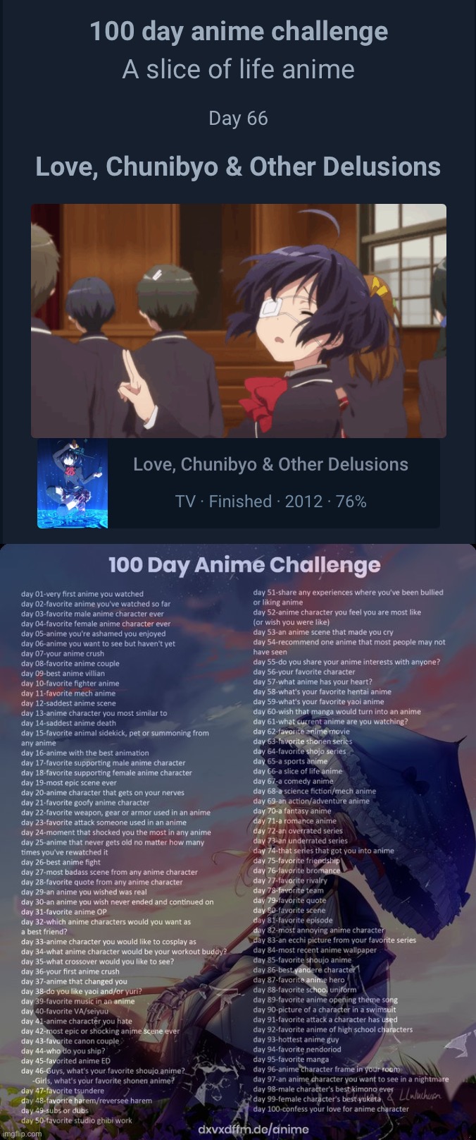 image tagged in 100 day anime challenge | made w/ Imgflip meme maker