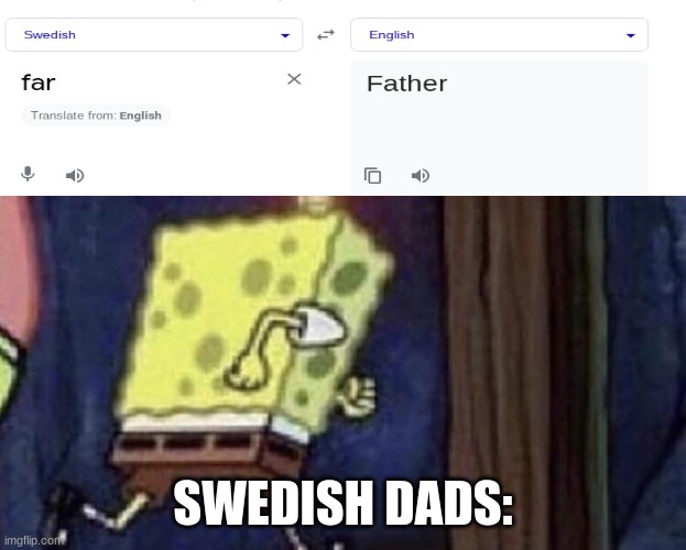 Swedish Dads | SWEDISH DADS: | image tagged in spongebob running,swedish dads,funny memes,google translate | made w/ Imgflip meme maker