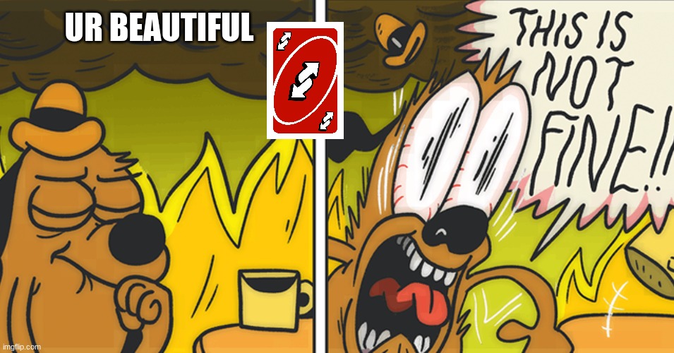 idk |  UR BEAUTIFUL | image tagged in this is not fine | made w/ Imgflip meme maker