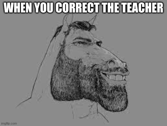 . | WHEN YOU CORRECT THE TEACHER | image tagged in chad horse | made w/ Imgflip meme maker