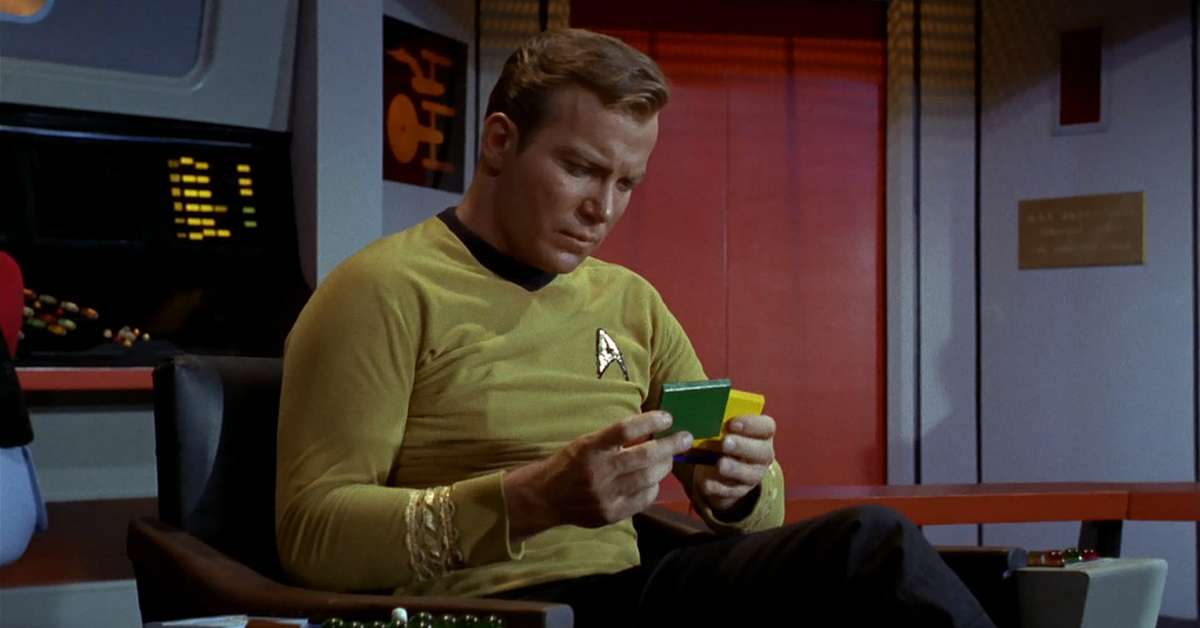 High Quality Kirk looking at disks Blank Meme Template