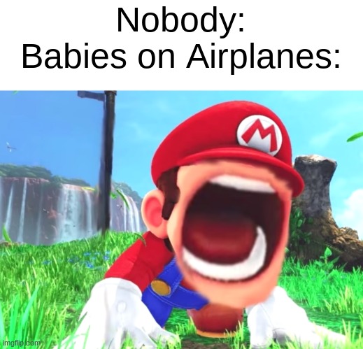 very annoying |  Nobody:
Babies on Airplanes: | image tagged in mario screaming | made w/ Imgflip meme maker