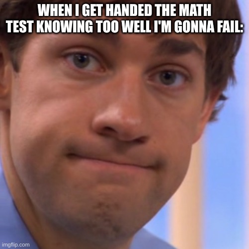 Guess I'll just die | WHEN I GET HANDED THE MATH TEST KNOWING TOO WELL I'M GONNA FAIL: | image tagged in welp jim face,memes,funny memes,school | made w/ Imgflip meme maker