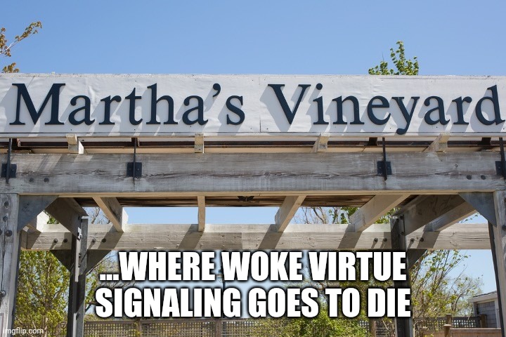 Sanct..imonious city | ...WHERE WOKE VIRTUE SIGNALING GOES TO DIE | image tagged in martha's vineyard sign | made w/ Imgflip meme maker