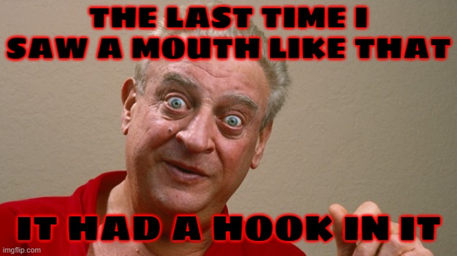 Rodney Dangerfield | THE LAST TIME I SAW A MOUTH LIKE THAT IT HAD A HOOK IN IT | image tagged in rodney dangerfield | made w/ Imgflip meme maker