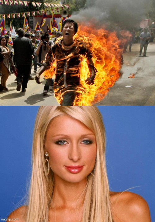 image tagged in burning man,paris hilton | made w/ Imgflip meme maker