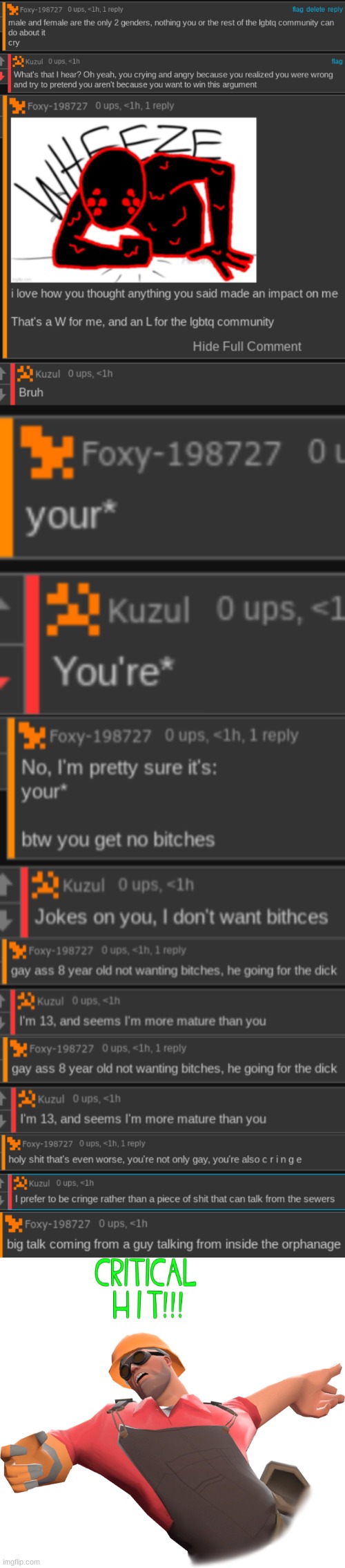 and THAT my friends is game. Bye chat | image tagged in tf2 critical hit | made w/ Imgflip meme maker