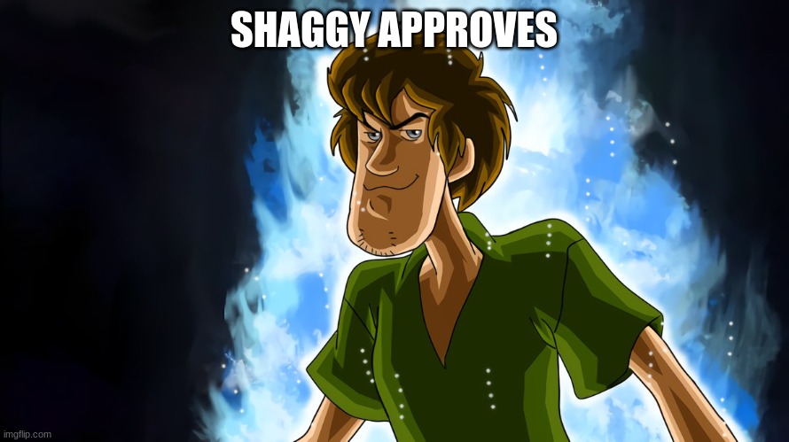 Ultra instinct shaggy | SHAGGY APPROVES | image tagged in ultra instinct shaggy | made w/ Imgflip meme maker
