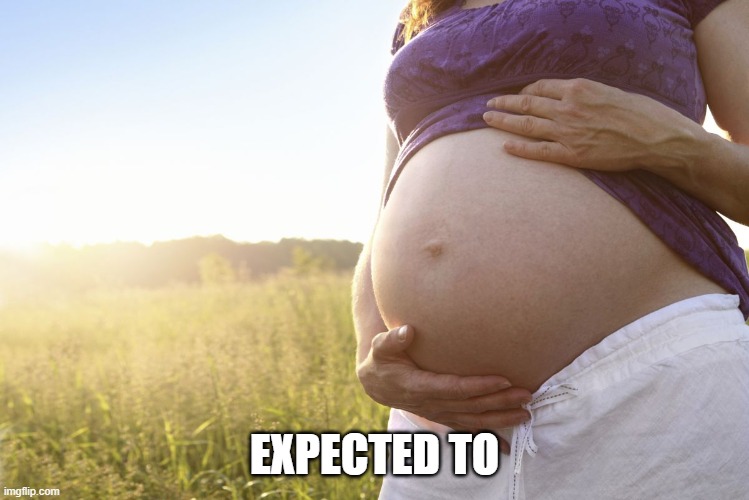 Pregnant Woman | EXPECTED TO | image tagged in pregnant woman | made w/ Imgflip meme maker