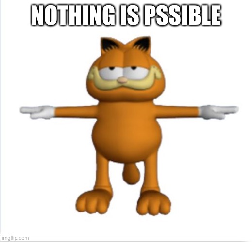 garfield t-pose | NOTHING IS PSSIBLE | image tagged in garfield t-pose | made w/ Imgflip meme maker
