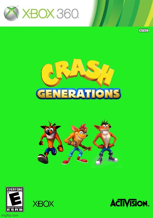crash generations | image tagged in xbox 360 cartridge blank,crash bandicoot,xbox,microsoft,activision | made w/ Imgflip meme maker