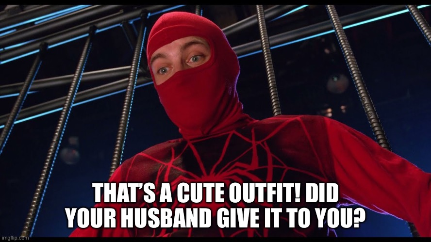 thats a cute outfit did your husband give it to you | THAT’S A CUTE OUTFIT! DID YOUR HUSBAND GIVE IT TO YOU? | image tagged in thats a cute outfit did your husband give it to you | made w/ Imgflip meme maker