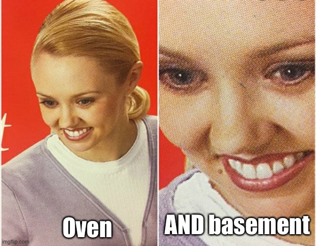 Where are the kids? | Oven AND basement | image tagged in wait what,oven,basement,children in basement | made w/ Imgflip meme maker