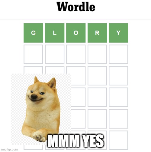 Wordle Glory | MMM YES | image tagged in glory | made w/ Imgflip meme maker