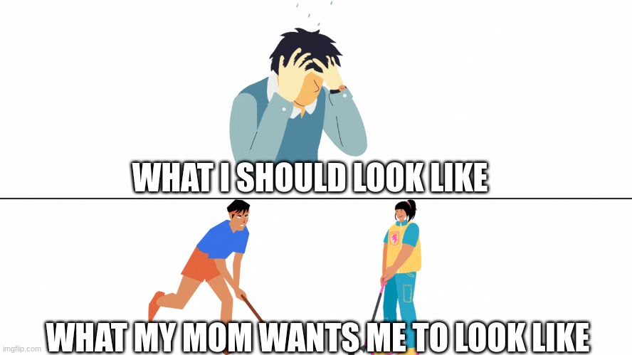 what my mom does | WHAT I SHOULD LOOK LIKE; WHAT MY MOM WANTS ME TO LOOK LIKE | image tagged in know the difference | made w/ Imgflip meme maker