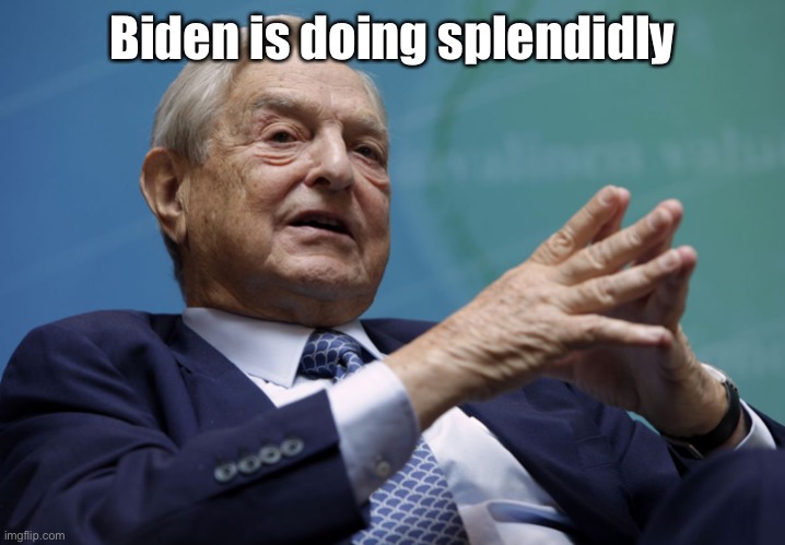 George Soros | Biden is doing splendidly | image tagged in george soros | made w/ Imgflip meme maker