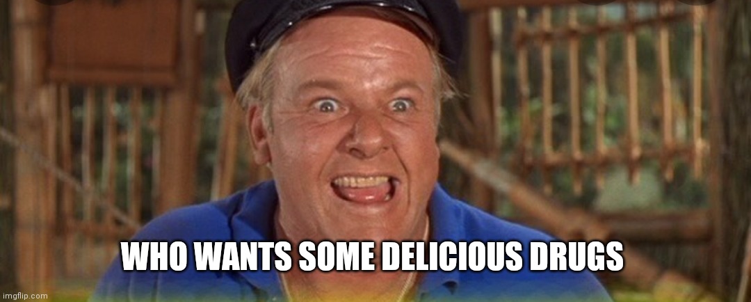 Gilligans island memes | WHO WANTS SOME DELICIOUS DRUGS | image tagged in funny memes | made w/ Imgflip meme maker