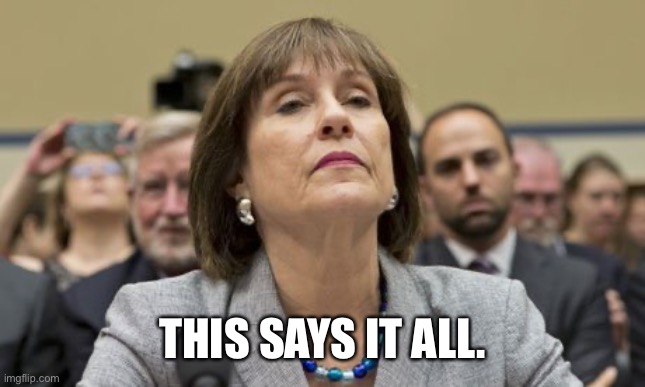 Lois Lerner IRS | THIS SAYS IT ALL. | image tagged in lois lerner irs | made w/ Imgflip meme maker