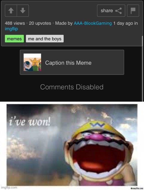 I made snowflake cry | image tagged in wario wins | made w/ Imgflip meme maker