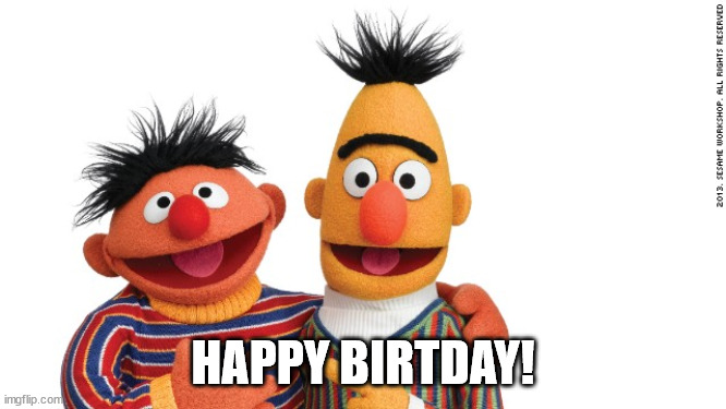 bert and ernie | HAPPY BIRTDAY! | image tagged in bert and ernie | made w/ Imgflip meme maker