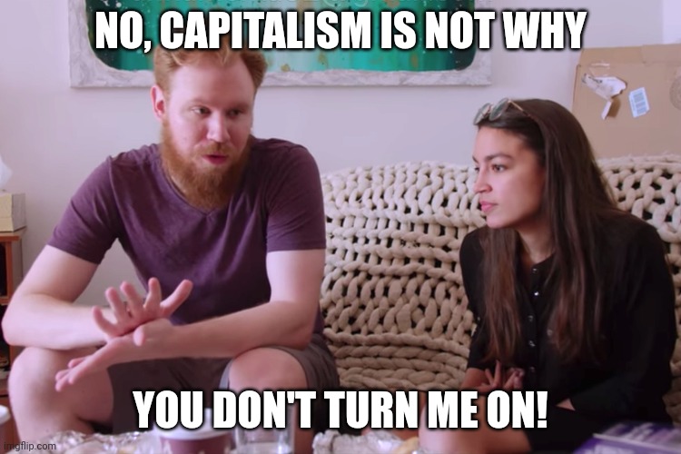 Capitalism | NO, CAPITALISM IS NOT WHY; YOU DON'T TURN ME ON! | image tagged in aoc | made w/ Imgflip meme maker
