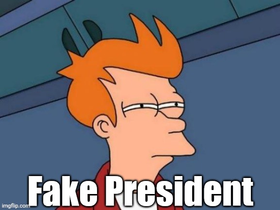 Fake President | image tagged in fry is not sure | made w/ Imgflip meme maker