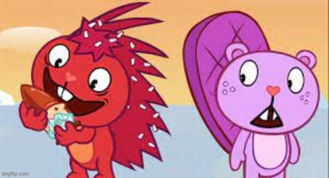 Crazy Flaky and Scared Toothy | image tagged in htf crazy flaky meme,htf,scared toothy,crazy flaky | made w/ Imgflip meme maker