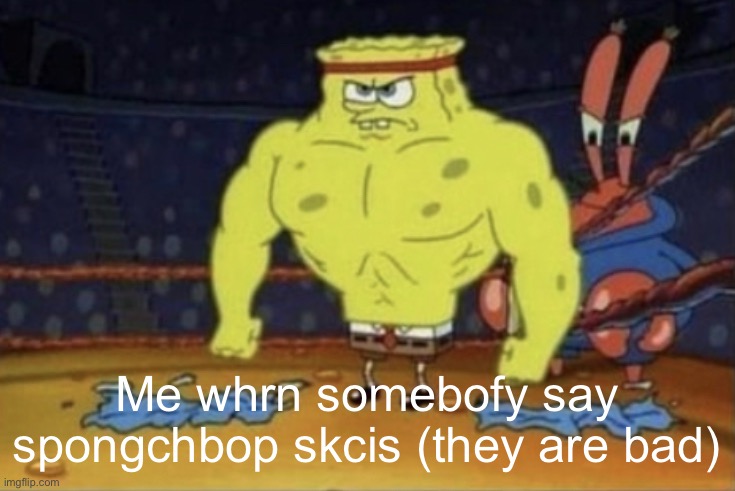 Me whrn somebofy say spongchbop skcis (they are bad) | made w/ Imgflip meme maker
