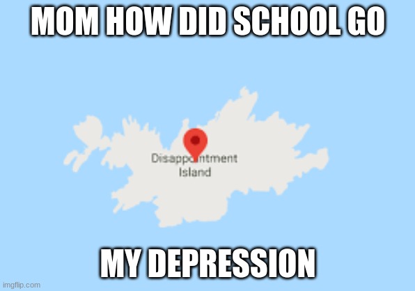 MOM HOW DID SCHOOL GO; MY DEPRESSION | image tagged in relatable,depression,anxiety,sad,google maps,google images | made w/ Imgflip meme maker