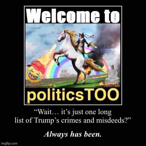Check PoliticsTOO on any given day for more FACTS about the Donald! | image tagged in welcome to politicstoo tds edition | made w/ Imgflip meme maker