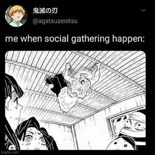 When your relatives come over | image tagged in inosuke,anime | made w/ Imgflip meme maker