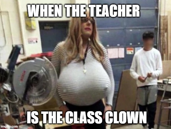 When the teacher is the class clown | WHEN THE TEACHER; IS THE CLASS CLOWN | image tagged in fake,clueless,idiot | made w/ Imgflip meme maker