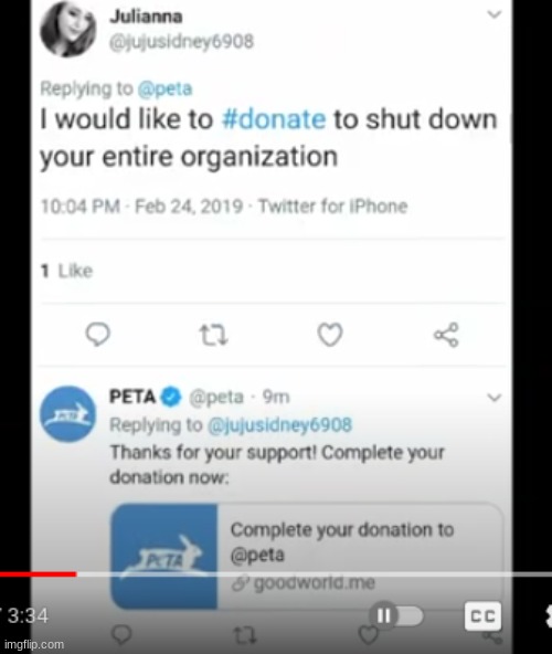 That isn't support, PETA | image tagged in peta | made w/ Imgflip meme maker