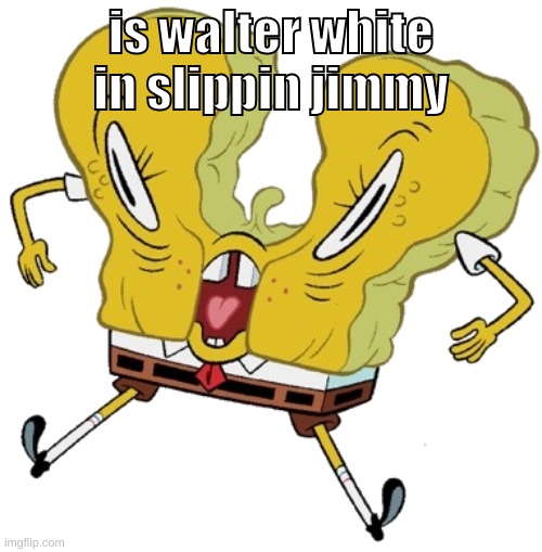 Kamp Meth: Walter White's Early Years | is walter white in slippin jimmy | image tagged in memes,funny,cursed sponge,walter white,slipping jimmy,stupid question | made w/ Imgflip meme maker