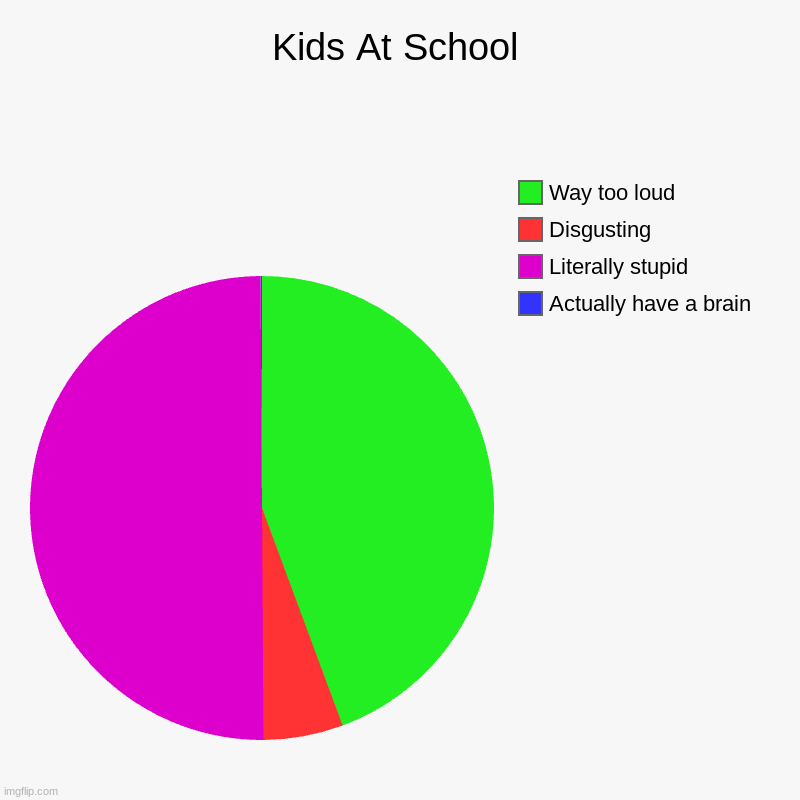 School Pie Chart | Kids At School | Actually have a brain, Literally stupid, Disgusting, Way too loud | image tagged in charts,pie charts | made w/ Imgflip chart maker