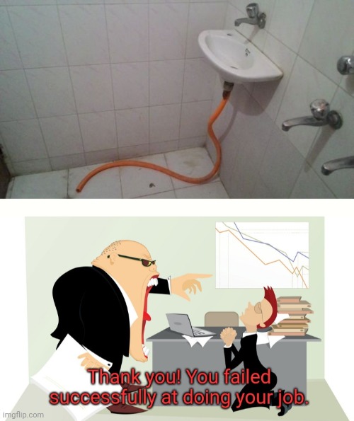The orange thing | image tagged in thank you you failed successfully at doing your job,you had one job,memes,faucet,bathroom,sink | made w/ Imgflip meme maker