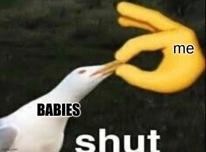 SHUT | me BABIES | image tagged in shut | made w/ Imgflip meme maker