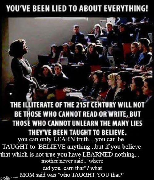 Learn the Truth or be Taught to BELIEVE most ANYTHING | image tagged in learned truth,fake news,fake believe,evil,democrat | made w/ Imgflip meme maker