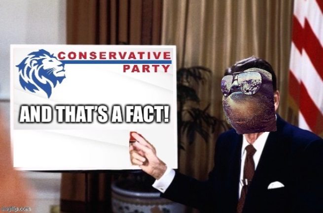 Sloth Ronald Reagan Conservative party and that’s a fact Blank Meme Template