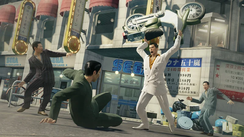 High Quality Kiryu swings Motorcycle at Yakuzas Blank Meme Template