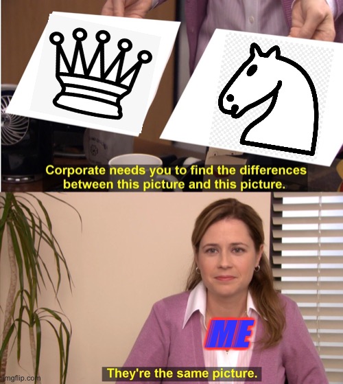 Knight is OP: The Final Knight Meme | ME | image tagged in memes,they're the same picture,chess,knight,queen | made w/ Imgflip meme maker